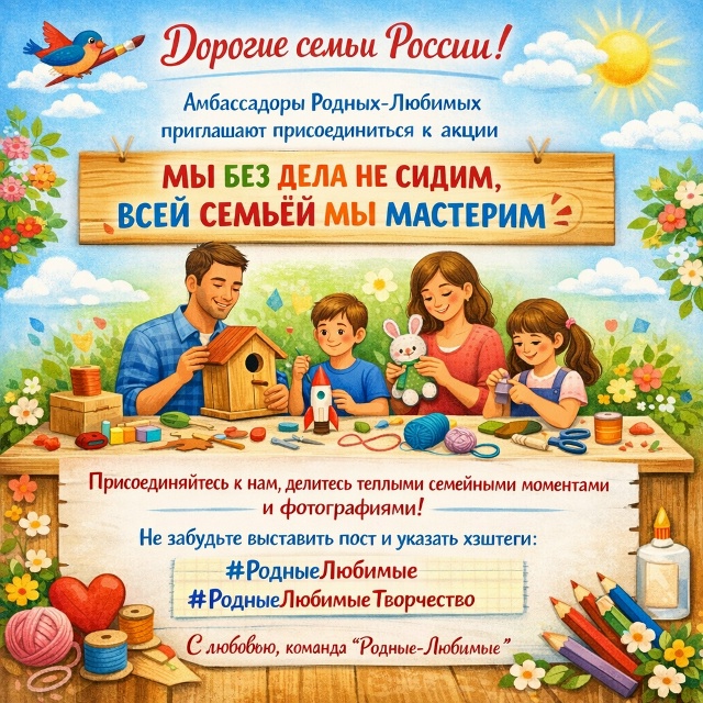 "МЫ БЕЗ ДЕЛА НЕ СИДИМ, ВСЕЙ СЕМЬЁЙ МЫ МАСТЕРИМ"!